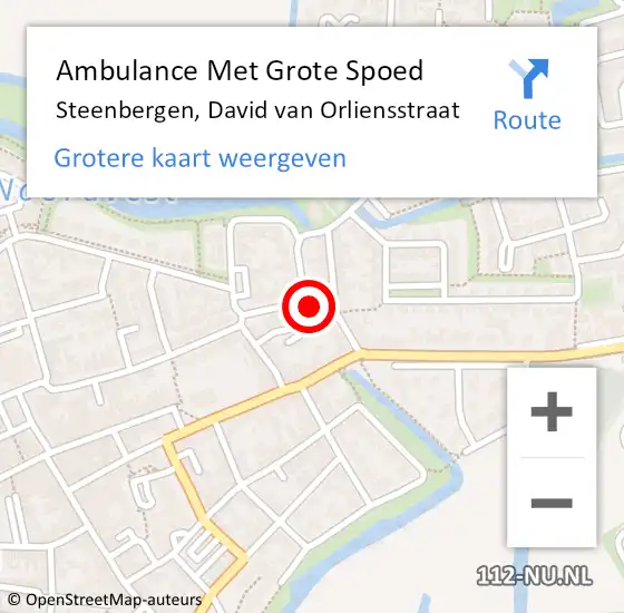 Locatie op kaart van de 112 melding: Ambulance Met Grote Spoed Naar Steenbergen, David van Orliensstraat op 3 mei 2018 22:35