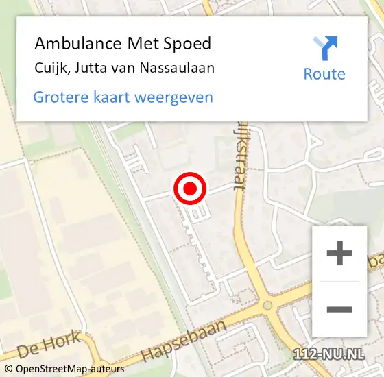 Locatie op kaart van de 112 melding: Ambulance Met Spoed Naar Cuijk, Jutta van Nassaulaan op 4 mei 2018 00:07
