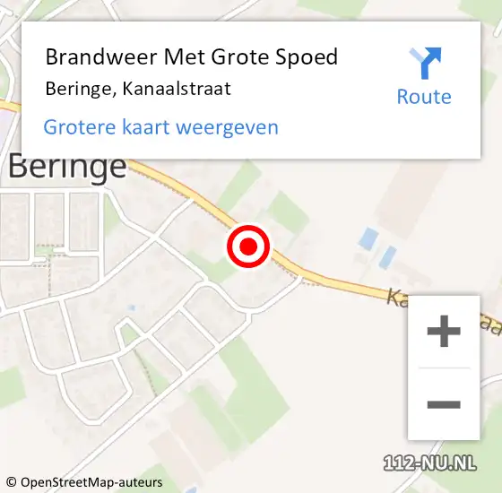 Locatie op kaart van de 112 melding: Brandweer Met Grote Spoed Naar Beringe, Kanaalstraat op 4 mei 2018 01:05