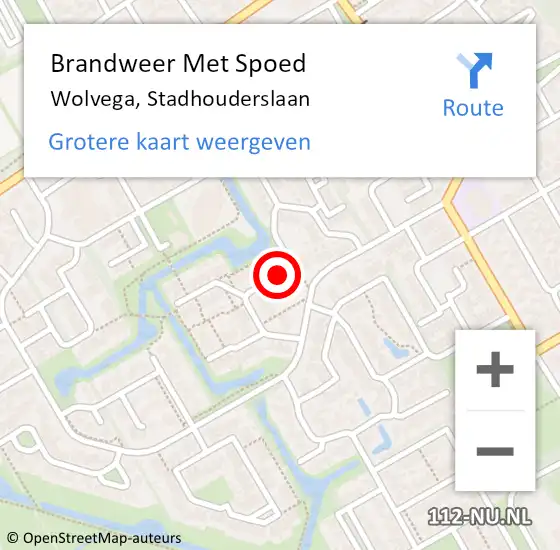 Locatie op kaart van de 112 melding: Brandweer Met Spoed Naar Wolvega, Stadhouderslaan op 4 mei 2018 01:11