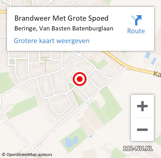 Locatie op kaart van de 112 melding: Brandweer Met Grote Spoed Naar Beringe, Van Basten Batenburglaan op 4 mei 2018 01:23