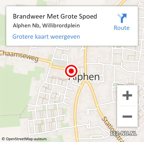 Locatie op kaart van de 112 melding: Brandweer Met Grote Spoed Naar Alphen Nb, Willibrordplein op 4 mei 2018 01:35