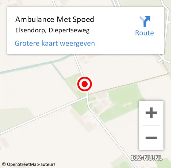 Locatie op kaart van de 112 melding: Ambulance Met Spoed Naar Elsendorp, Diepertseweg op 4 mei 2018 01:54