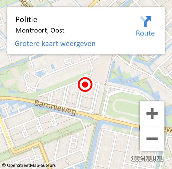 Locatie op kaart van de 112 melding: Politie Montfoort, Oost op 4 mei 2018 02:28