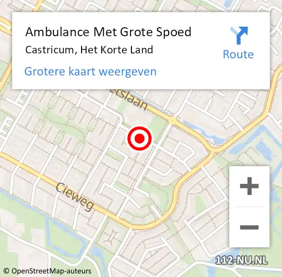 Locatie op kaart van de 112 melding: Ambulance Met Grote Spoed Naar Castricum, Het Korte Land op 4 mei 2018 03:21