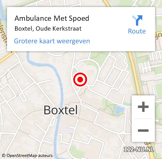 Locatie op kaart van de 112 melding: Ambulance Met Spoed Naar Boxtel, Oude Kerkstraat op 4 mei 2018 05:42