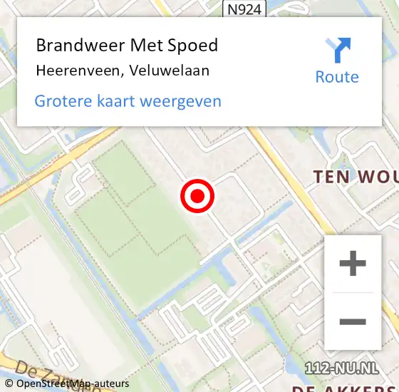 Locatie op kaart van de 112 melding: Brandweer Met Spoed Naar Heerenveen, Veluwelaan op 4 mei 2018 06:40