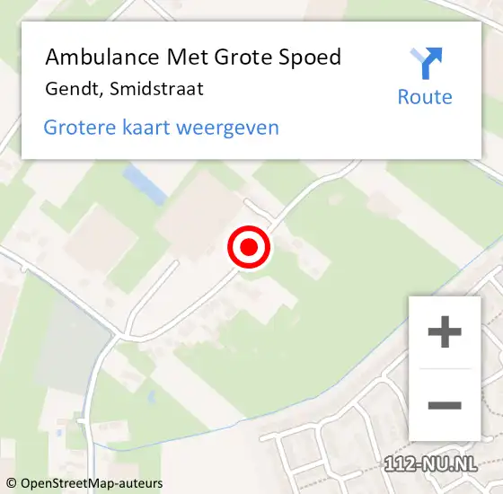 Locatie op kaart van de 112 melding: Ambulance Met Grote Spoed Naar Gendt, Smidstraat op 4 mei 2018 06:56