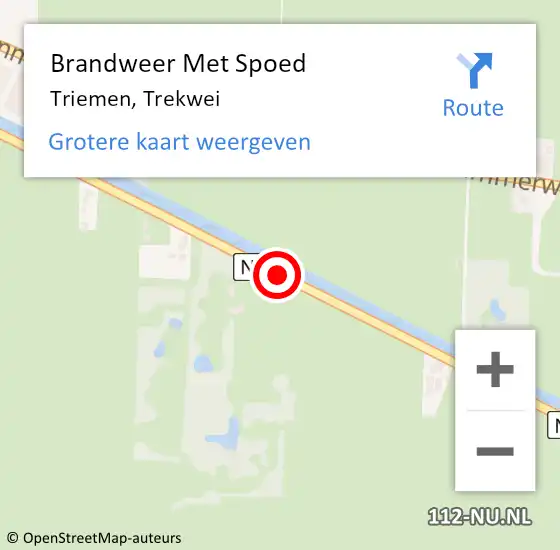 Locatie op kaart van de 112 melding: Brandweer Met Spoed Naar Triemen, Trekwei op 4 mei 2018 07:03