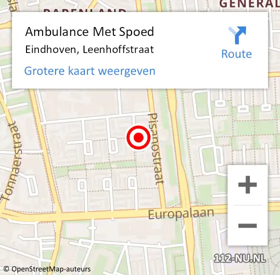 Locatie op kaart van de 112 melding: Ambulance Met Spoed Naar Eindhoven, Leenhoffstraat op 4 mei 2018 09:03