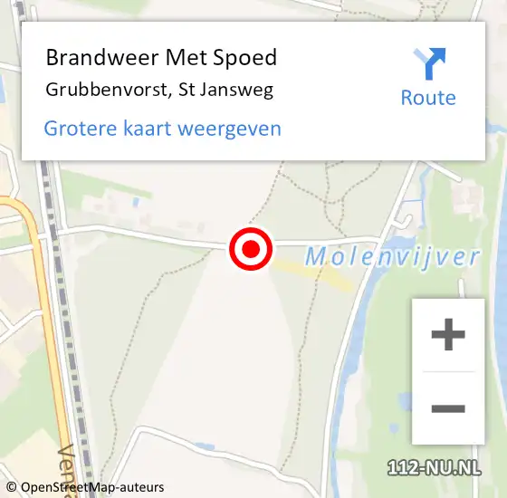 Locatie op kaart van de 112 melding: Brandweer Met Spoed Naar Grubbenvorst, St Jansweg op 4 mei 2018 09:19