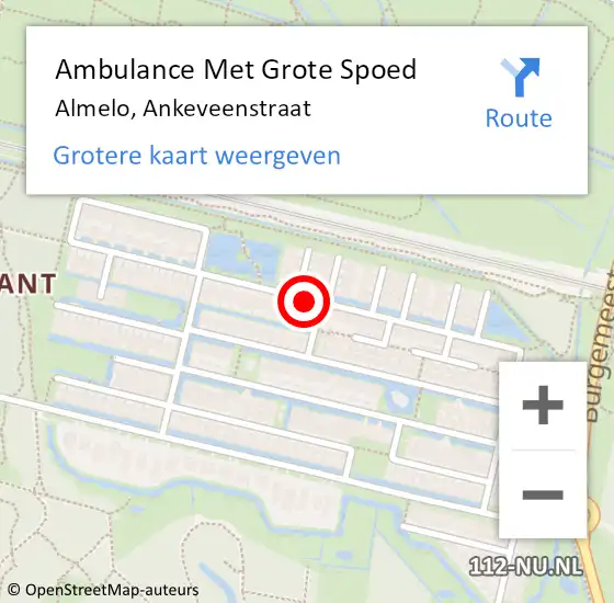 Locatie op kaart van de 112 melding: Ambulance Met Grote Spoed Naar Almelo, Ankeveenstraat op 4 mei 2018 09:38