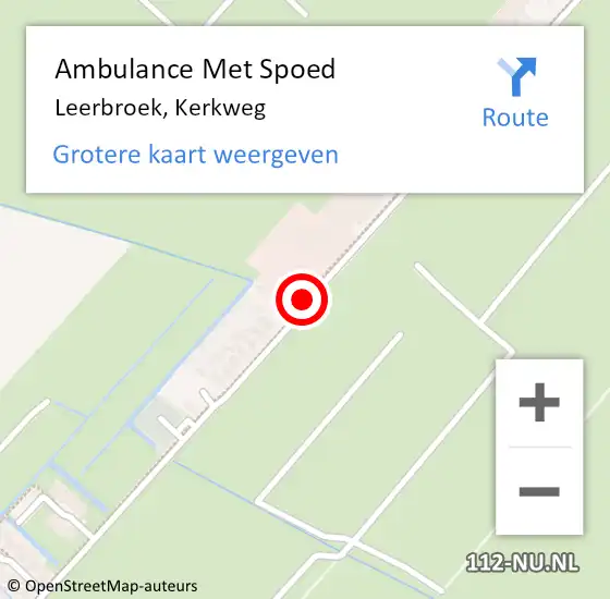 Locatie op kaart van de 112 melding: Ambulance Met Spoed Naar Leerbroek, Kerkweg op 4 mei 2018 10:05