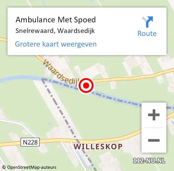 Locatie op kaart van de 112 melding: Ambulance Met Spoed Naar Snelrewaard, Waardsedijk op 4 mei 2018 10:36