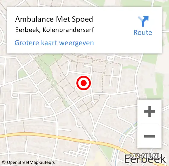 Locatie op kaart van de 112 melding: Ambulance Met Spoed Naar Eerbeek, Kolenbranderserf op 4 mei 2018 11:03