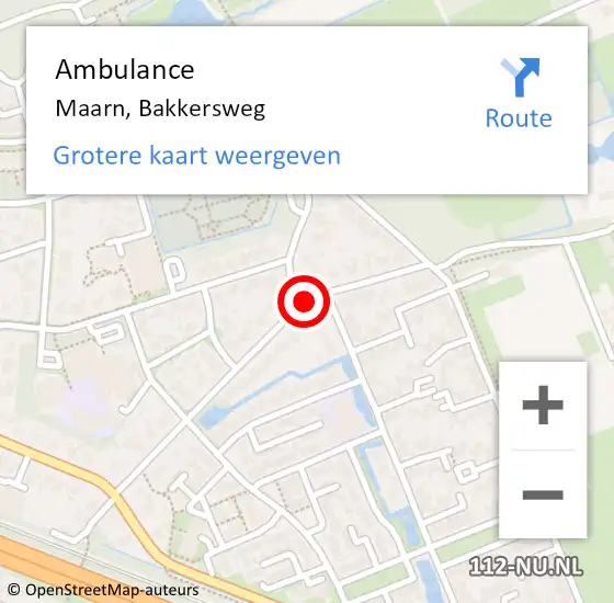 Locatie op kaart van de 112 melding: Ambulance Maarn, Bakkersweg op 4 mei 2018 11:38