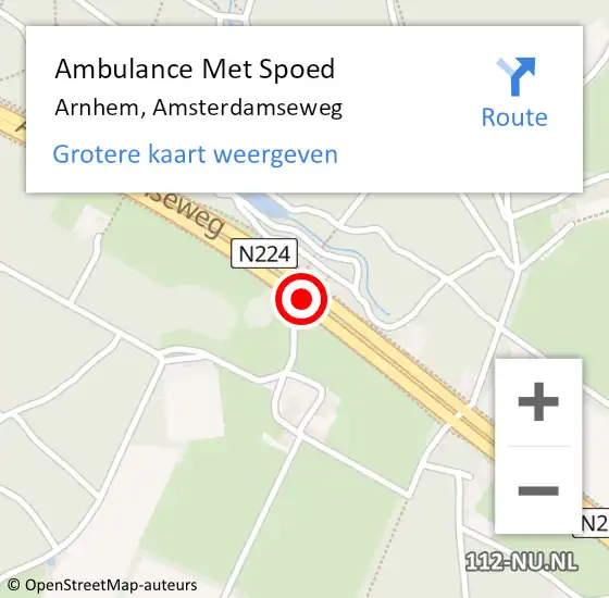 Locatie op kaart van de 112 melding: Ambulance Met Spoed Naar Arnhem, Amsterdamseweg op 4 mei 2018 11:55