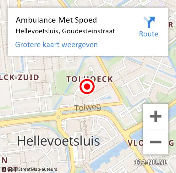 Locatie op kaart van de 112 melding: Ambulance Met Spoed Naar Hellevoetsluis, Goudesteinstraat op 4 mei 2018 12:05