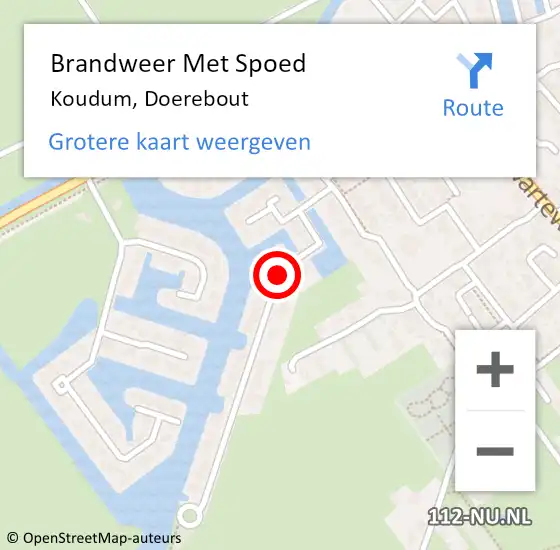 Locatie op kaart van de 112 melding: Brandweer Met Spoed Naar Koudum, Doerebout op 4 mei 2018 13:04