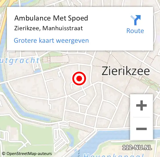 Locatie op kaart van de 112 melding: Ambulance Met Spoed Naar Zierikzee, Manhuisstraat op 4 mei 2018 13:34