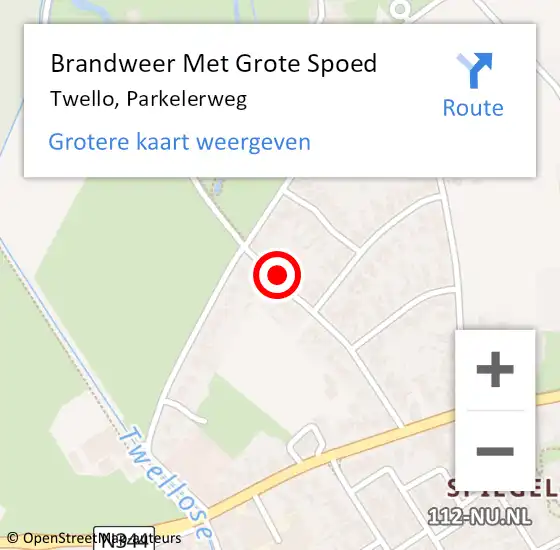 Locatie op kaart van de 112 melding: Brandweer Met Grote Spoed Naar Twello, Parkelerweg op 4 mei 2018 13:52