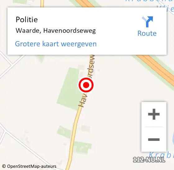 Locatie op kaart van de 112 melding: Politie Waarde, Havenoordseweg op 4 mei 2018 14:13