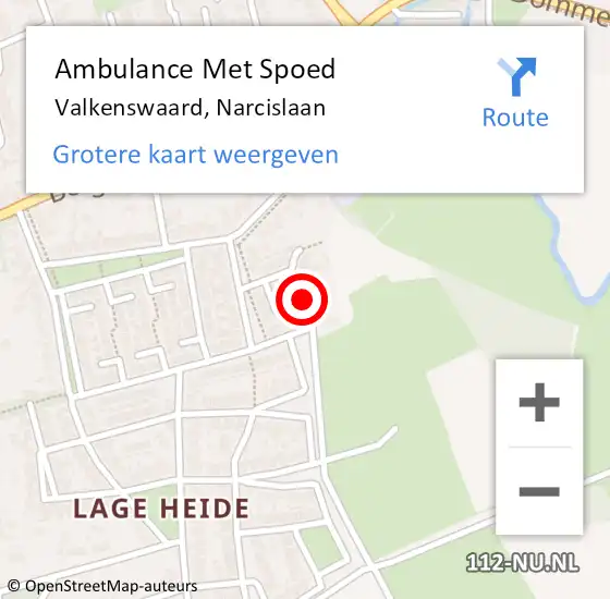 Locatie op kaart van de 112 melding: Ambulance Met Spoed Naar Valkenswaard, Narcislaan op 4 mei 2018 14:44