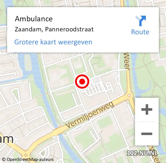 Locatie op kaart van de 112 melding: Ambulance Zaandam, Panneroodstraat op 4 mei 2018 15:19