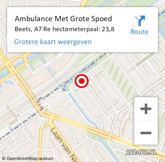 Locatie op kaart van de 112 melding: Ambulance Met Grote Spoed Naar Beets, A7 Re hectometerpaal: 23,8 op 4 mei 2018 15:32