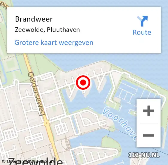 Locatie op kaart van de 112 melding: Brandweer Zeewolde, Pluuthaven op 4 mei 2018 15:36