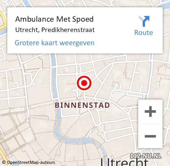 Locatie op kaart van de 112 melding: Ambulance Met Spoed Naar Utrecht, Predikherenstraat op 4 mei 2018 15:40