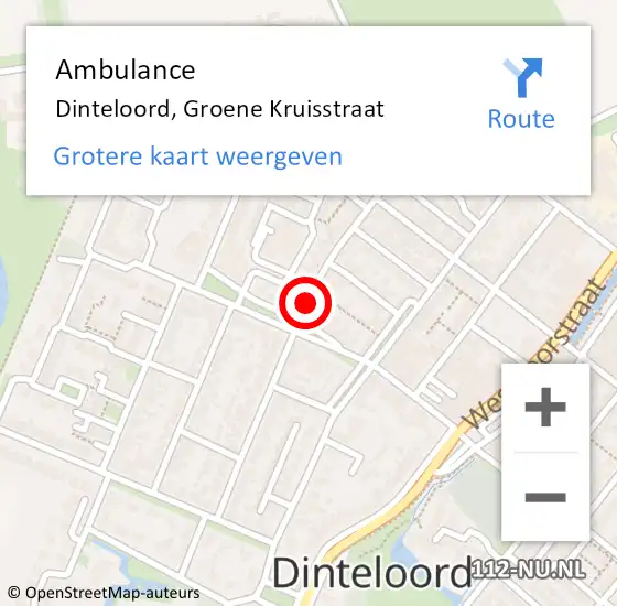 Locatie op kaart van de 112 melding: Ambulance Dinteloord, Groene Kruisstraat op 4 mei 2018 16:00