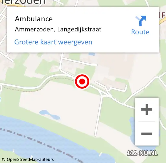 Locatie op kaart van de 112 melding: Ambulance Ammerzoden, Langedijkstraat op 4 mei 2018 16:38