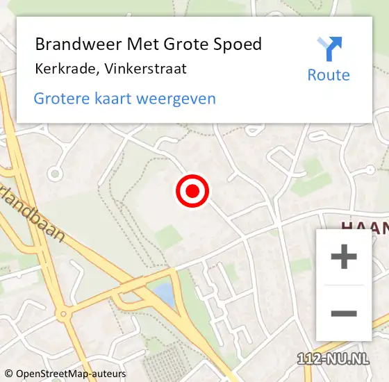 Locatie op kaart van de 112 melding: Brandweer Met Grote Spoed Naar Kerkrade, Vinkerstraat op 4 mei 2018 16:50