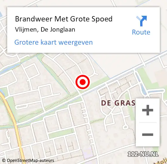 Locatie op kaart van de 112 melding: Brandweer Met Grote Spoed Naar Vlijmen, De Jonglaan op 4 mei 2018 17:09