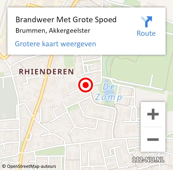 Locatie op kaart van de 112 melding: Brandweer Met Grote Spoed Naar Brummen, Akkergeelster op 4 mei 2018 17:32