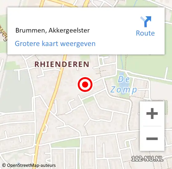 Locatie op kaart van de 112 melding:  Brummen, Akkergeelster op 4 mei 2018 17:35