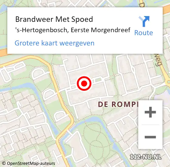 Locatie op kaart van de 112 melding: Brandweer Met Spoed Naar 's-Hertogenbosch, Eerste Morgendreef op 4 mei 2018 18:11