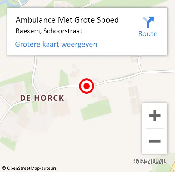 Locatie op kaart van de 112 melding: Ambulance Met Grote Spoed Naar Baexem, Schoorstraat op 4 mei 2018 19:08