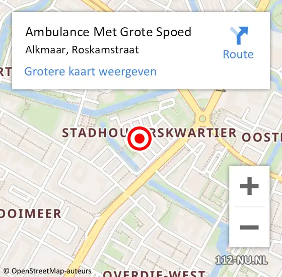 Locatie op kaart van de 112 melding: Ambulance Met Grote Spoed Naar Alkmaar, Roskamstraat op 4 mei 2018 19:46