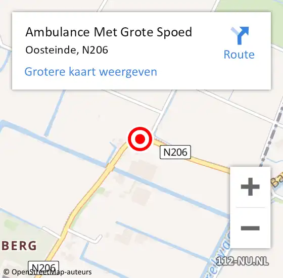 Locatie op kaart van de 112 melding: Ambulance Met Grote Spoed Naar Oosteinde, N206 op 4 mei 2018 20:29