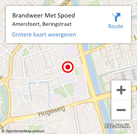 Locatie op kaart van de 112 melding: Brandweer Met Spoed Naar Amersfoort, Beringstraat op 4 mei 2018 20:54