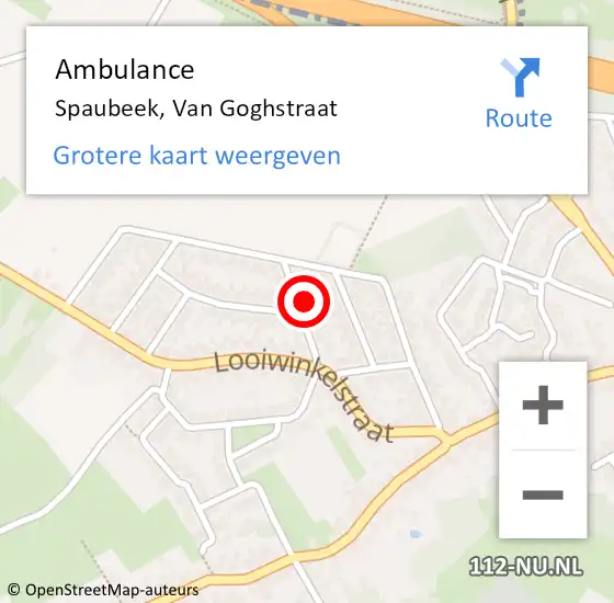 Locatie op kaart van de 112 melding: Ambulance Spaubeek, Van Goghstraat op 24 februari 2014 10:04