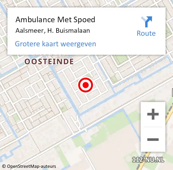 Locatie op kaart van de 112 melding: Ambulance Met Spoed Naar Aalsmeer, H. Buismalaan op 4 mei 2018 21:07