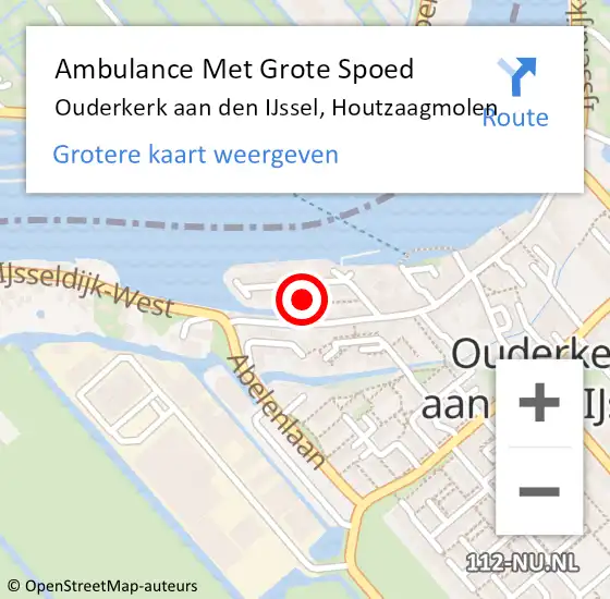 Locatie op kaart van de 112 melding: Ambulance Met Grote Spoed Naar Ouderkerk aan den IJssel, Houtzaagmolen op 4 mei 2018 21:19