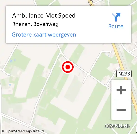 Locatie op kaart van de 112 melding: Ambulance Met Spoed Naar Rhenen, Bovenweg op 4 mei 2018 21:30