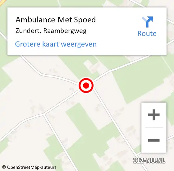 Locatie op kaart van de 112 melding: Ambulance Met Spoed Naar Zundert, Raambergweg op 4 mei 2018 21:36