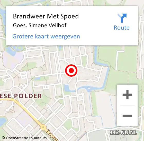 Locatie op kaart van de 112 melding: Brandweer Met Spoed Naar Goes, Simone Veilhof op 4 mei 2018 22:01