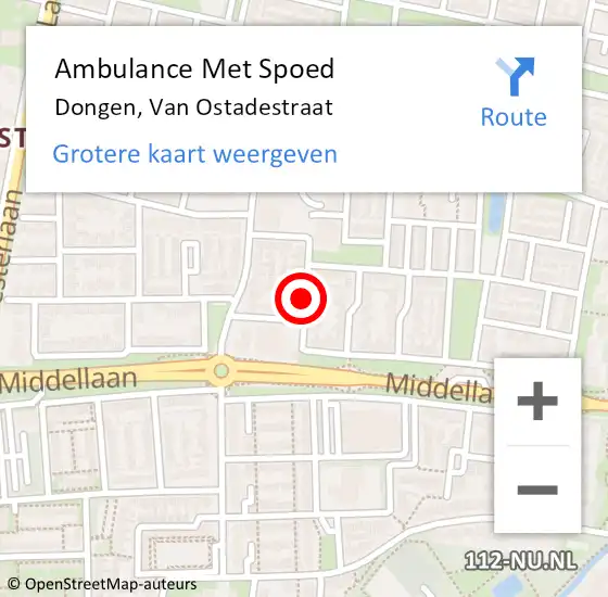 Locatie op kaart van de 112 melding: Ambulance Met Spoed Naar Dongen, Van Ostadestraat op 4 mei 2018 22:29