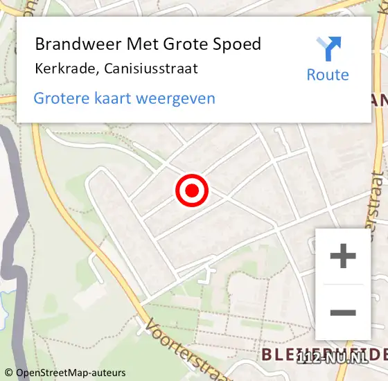 Locatie op kaart van de 112 melding: Brandweer Met Grote Spoed Naar Kerkrade, Canisiusstraat op 4 mei 2018 23:31